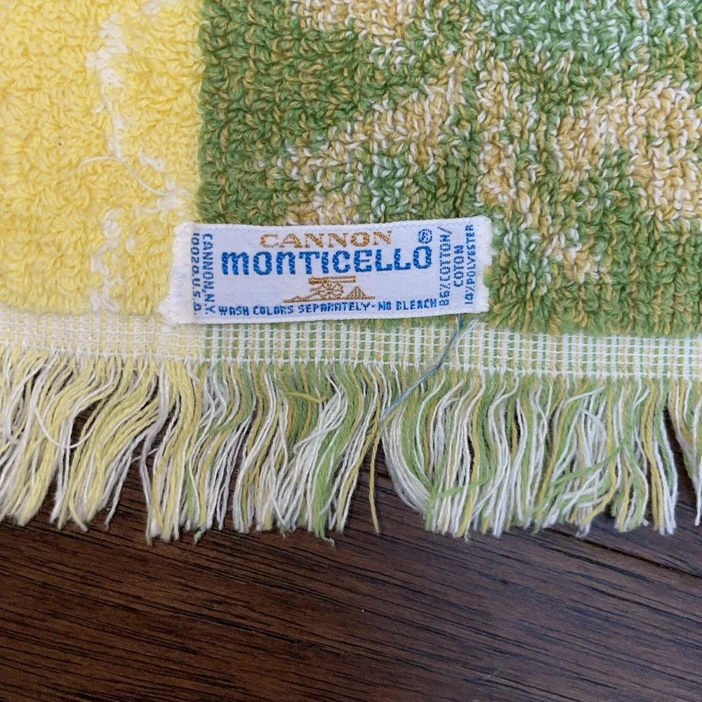 Vintage Cannon Monticello Hand Towel Fringe Yellow Floral Retro MCM‎ Floral